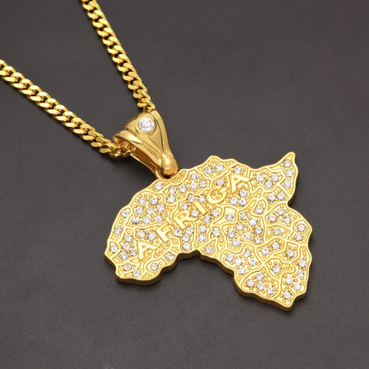 Iced Map Pendant Chain Necklace alternate product image