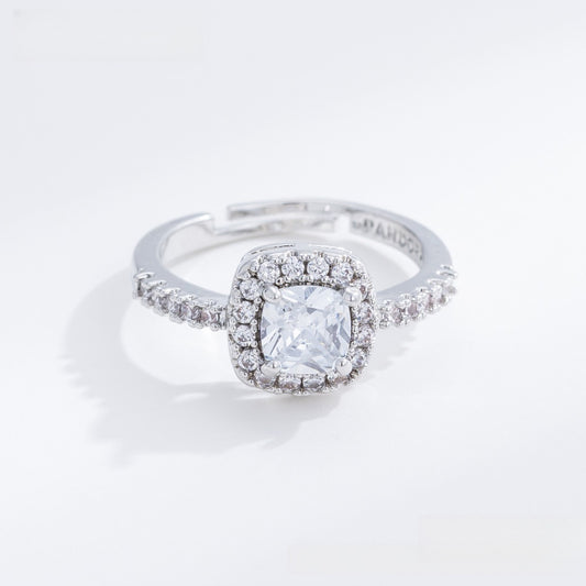 Elegant Cushion Halo Statement Ring for Women with Sparkly Luxe Finish alternate product image