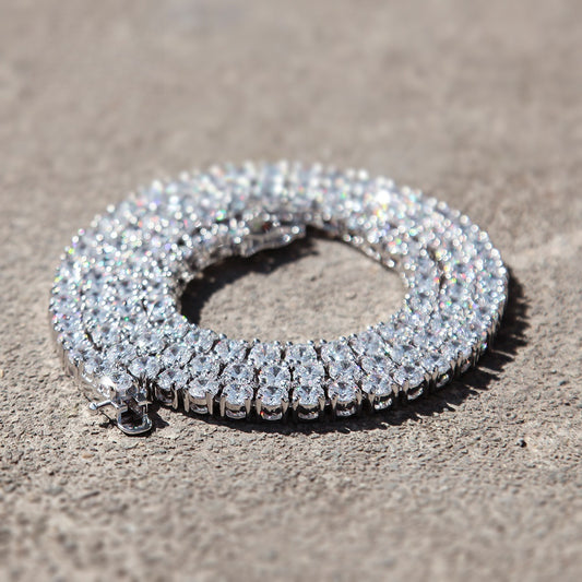Iced Out Tennis Bracelet/ Necklace Cubic Zirconia Copper alternate product image