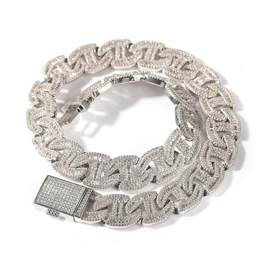 Iced Out Cuban Link Chain Necklace with Cubic Zirconia Pendant Look alternate product image