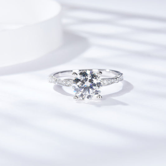Round 7.5mm Moissanite Ring, 18K Gold-Plated Solitaire Promise Ring for Women alternate product image