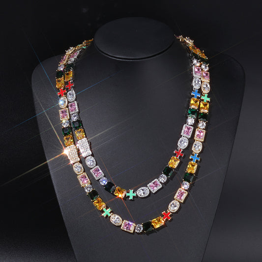 10 mm Multicolor Cross CZ Link Copper Necklace or Bracelet - CHA369 alternate product image