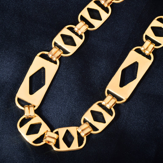 Iced Out Diamond Cutout Link Pendant Necklace for Men Unisex