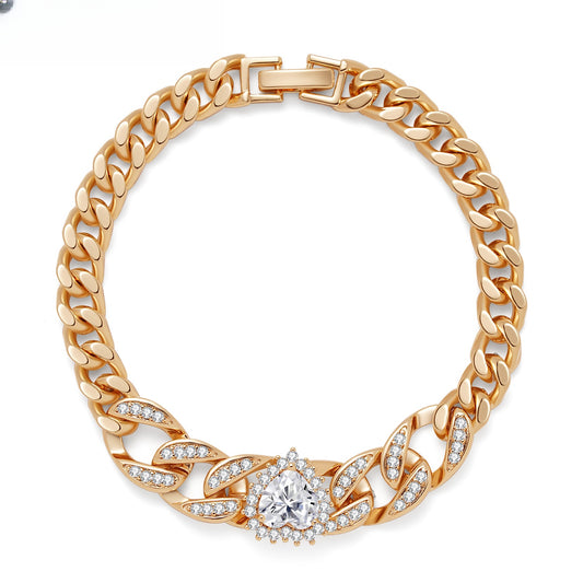 Minimalist Heart Cuban Link Bracelet for Women Elegant Statement Jewelry