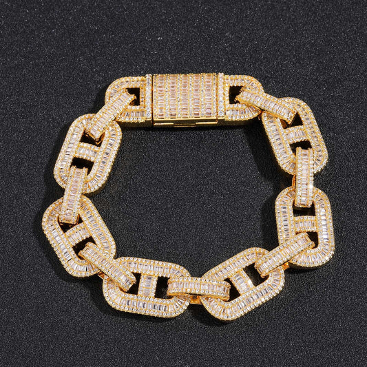 Hip Hop Square Cuban Link Cubic Zirconia Bracelet for Men