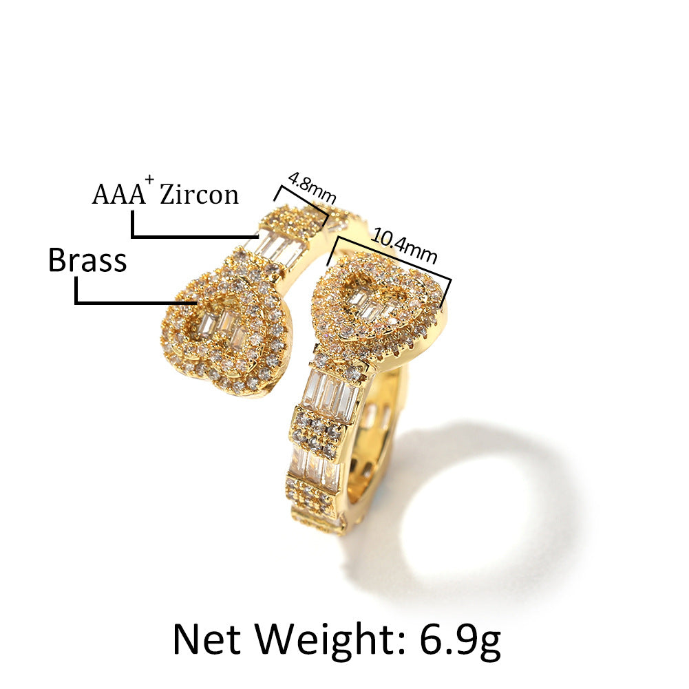 Unisex Heart Shaped Cubic Zirconia Statement Ring in Gold, Silver & Rose Gold product image