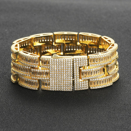Hip Hop Cuban Link Cubic Zirconia Bracelet for Men and Women