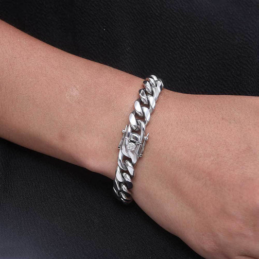 6-18 mm Polished Rounded Cuban Hip Hop Bracelet with Stainless steel Base - CHA004 alternate product image