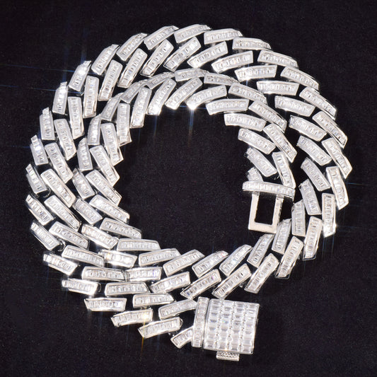 Unisex Iced Rectangle Link Statement Necklace