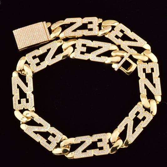 Iced Out Number Chain Necklace for Unisex