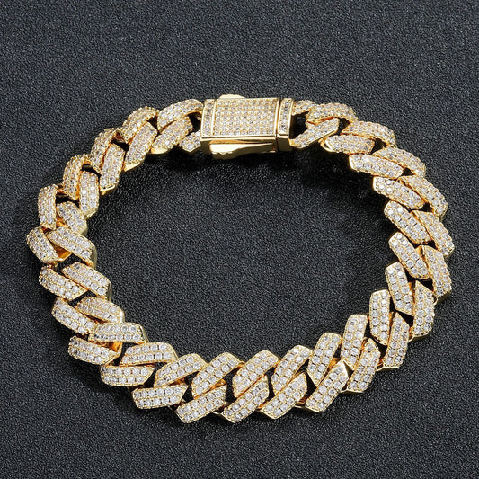 Hip Hop Light Luxury Cuban Link Cubic Zirconia Bracelet for Men