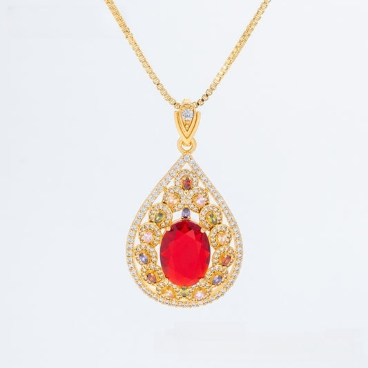 Vintage Teardrop Floral Pendant Necklace for Women Elegant Statement Jewelry