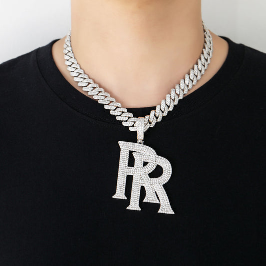Hip Hop Letter Copper Pendant Necklace for Men and Women