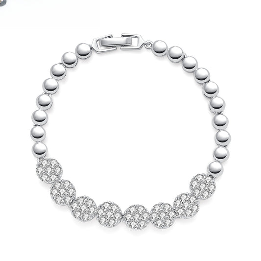 Round Pave Disc Tennis Bracelet for Women Elegant Minimalist Party Jewelry
