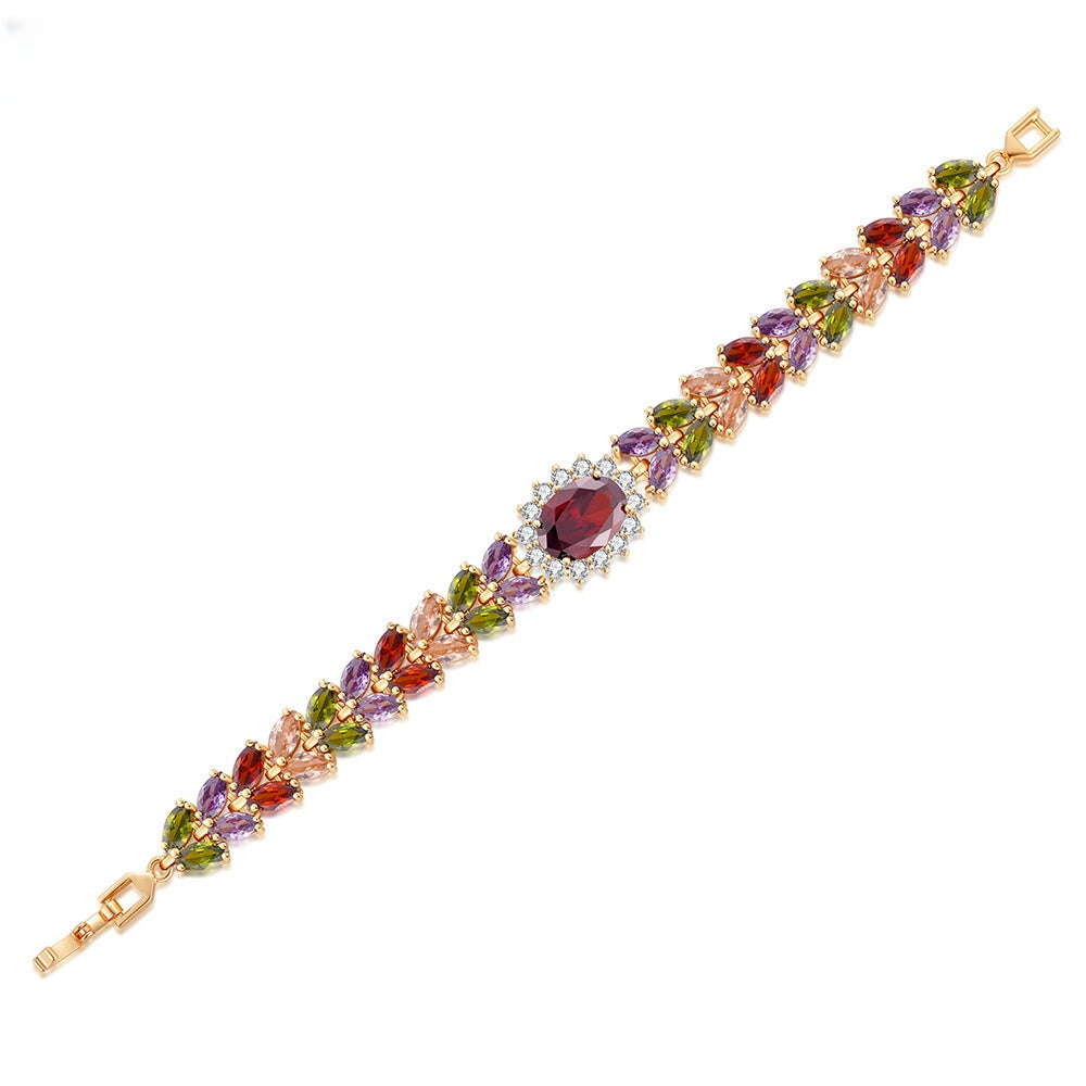 Oval Halo Gemstone Bracelet for Women