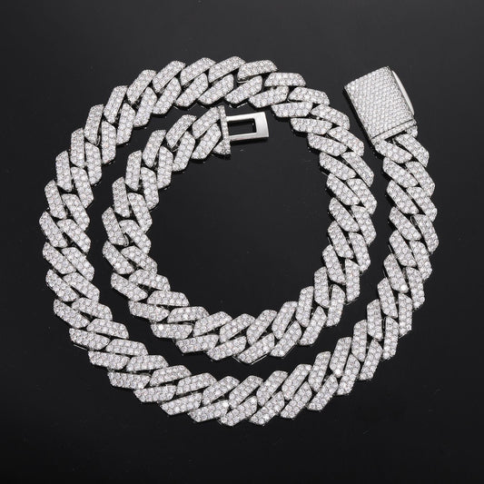 16mm Iced Out Moissanite Cuban Link Chain Necklace and Bracelet for Women and Men alternate product image