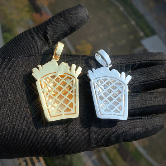 Iced Out Fries Pendant Necklace