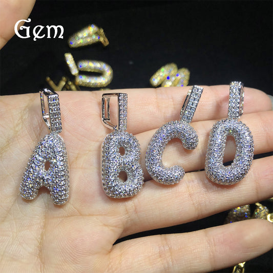 Custom Iced Out Letter Pendant Necklace with Twisted Chain for Women & Men - Gold Plated or Silver Plated Cubic Zirconia Initial Statement Jewelry