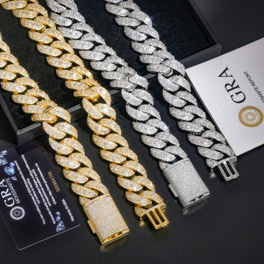 25mm Iced Cuban Link Chain Bracelet & Necklace, Moissanite Hip Hop Statement Jewelry