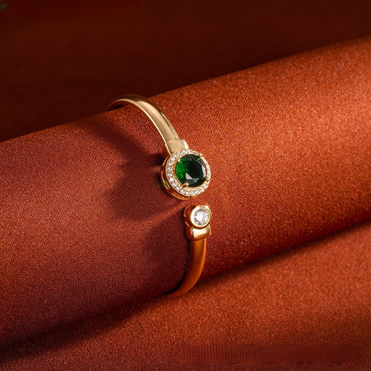 Ruby Circle Minimalist Cuff Bracelet for Women