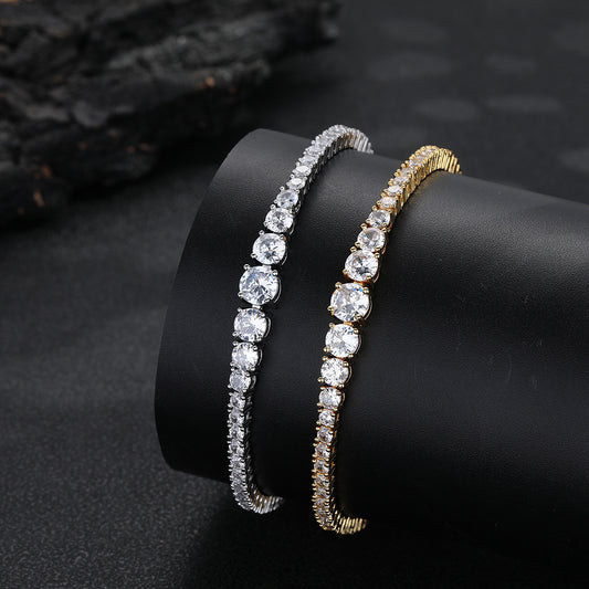 Iced Out Tennis Chain Necklace & Bracelet, Sparkling Stone Statement Chain, Unisex