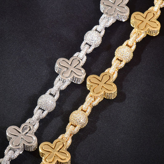 Unisex Iced Out Flower Statement Necklace