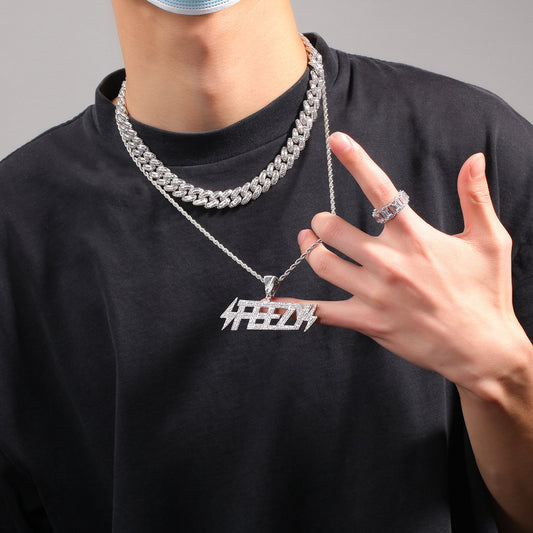 Iced Out English Letter Pendant Necklace for Women & Men - Cubic Zirconia Hip Hop Statement Chain in Gold Plated or Silver Plated