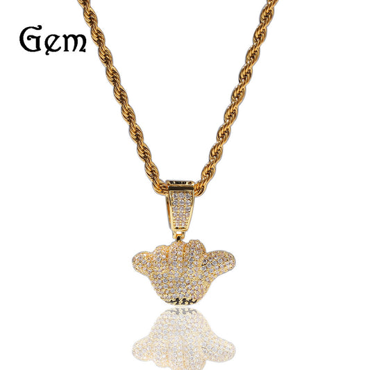 Unisex Iced Bear Pendant Necklace with Twisted Chain, Gold Plated & Silver Plated Statement Jewelry