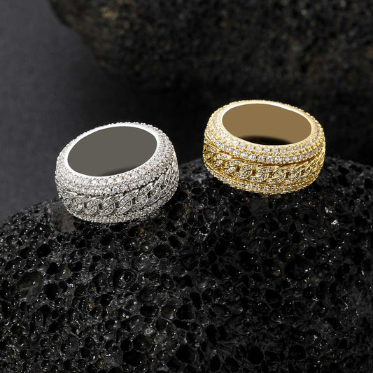Light Luxury Cuban Link Copper Ring for Men