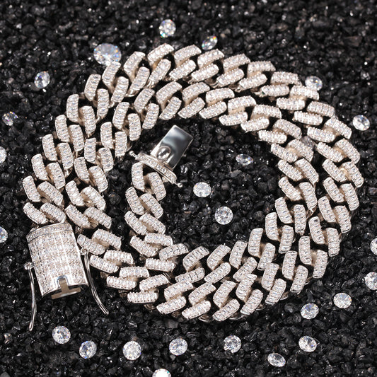 Iced Cuban Link Necklace with Cubic Zirconia Pendant Chain for Women & Men, Gold Plated or Silver Plated Statement Jewelry