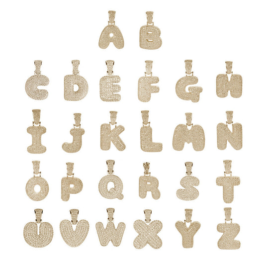 Hip Hop Letter Bubble Cubic Zirconia Pendant Necklace for Men and Women
