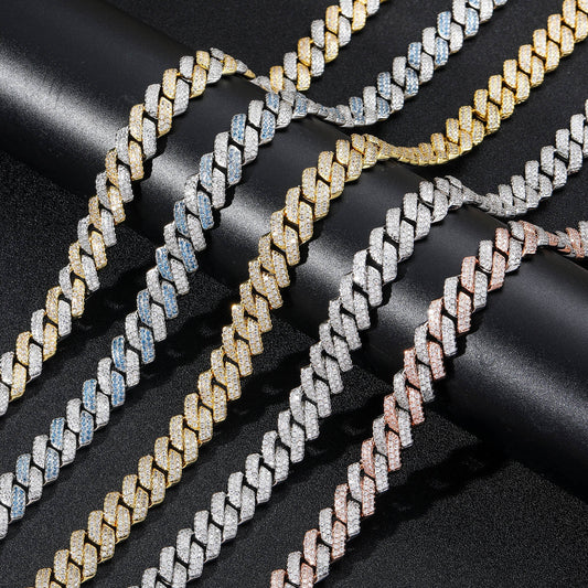 Hip Hop Diamond Shape Cuban Link Cubic Zirconia Necklace for Men