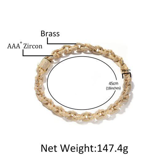 Minimalist Iced Cuban Link Chain Necklace in Brass with Cubic Zirconia for Women & Men