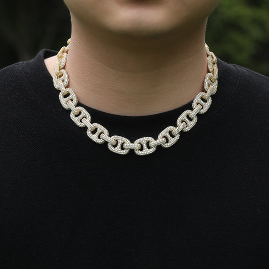 Iced Out Cuban Link Chain Bracelet & Necklace for Women and Men - Gold Plated or Silver Plated Cubic Zirconia Statement Jewelry