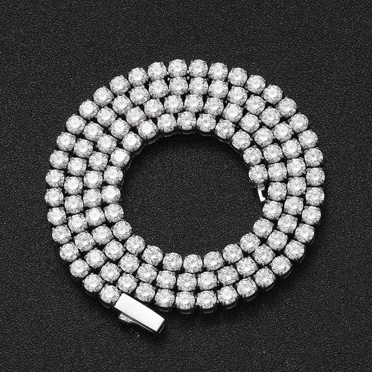 4 mm Round CZ Tennis Hip Hop Necklace with Stainless steel Base - CHA054 alternate product image