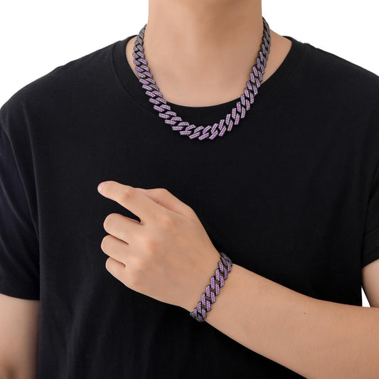 Hip Hop Minimalist Diamond Shape Cuban Link Cubic Zirconia Bracelet for Men