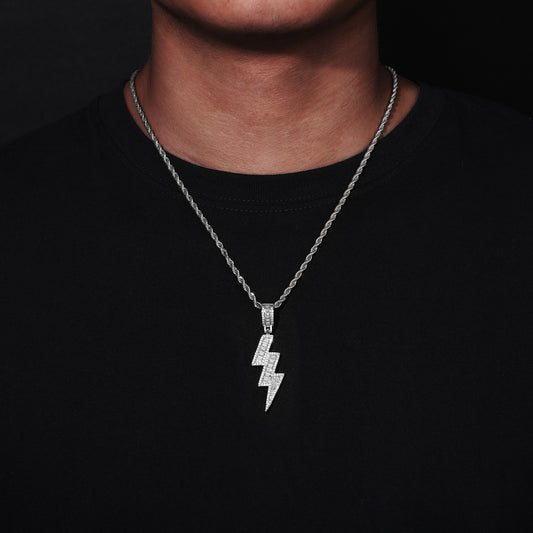 Lightning Bolt Zircon Pendant Necklace, Hip Hop Chain Jewelry for Men alternate product image