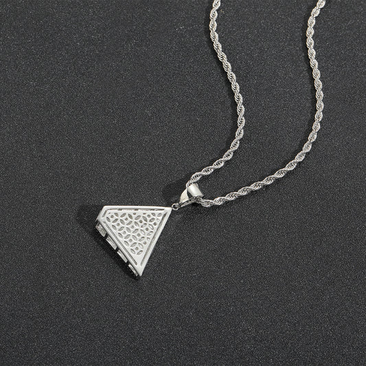 Hip Hop Vintage Geometric Cubic Zirconia Pendant Necklace for Men and Women