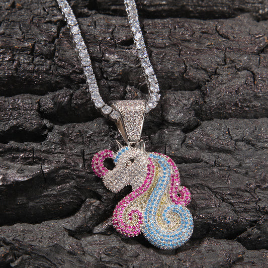 Unicorn Cubic Zirconia Pendant Necklace for Women – Gold Plated or Silver Plated Cartoon Statement Chain Necklace