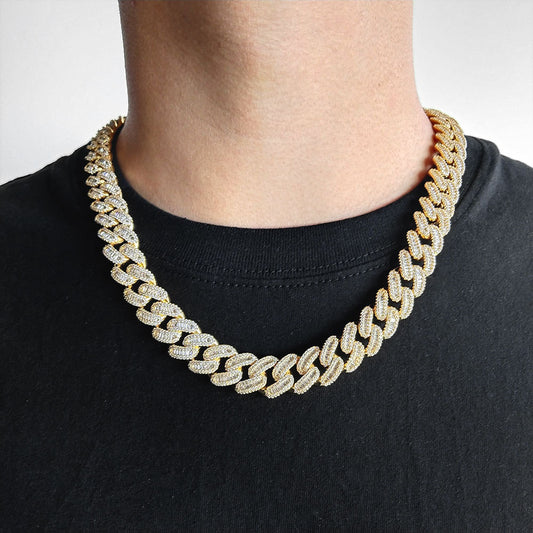 15 mm Iced Cuban Hip Hop Necklace with Cubic Zirconia on a Copper Base - CHA118 alternate product image