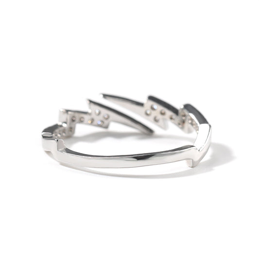 Lightning Bolt Cubic Zirconia Ring for Women & Men - Silver, Rose Gold, Gold Statement Open Band
