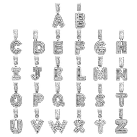 Hip Hop Letter Iced Link Cubic Zirconia Pendant Necklace for Men and Women