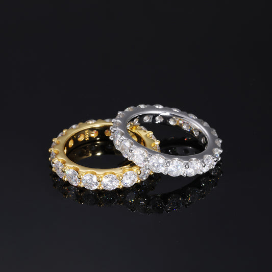 Moissanite Eternity Ring in 925 Silver, Round Stone Band, Unisex alternate product image
