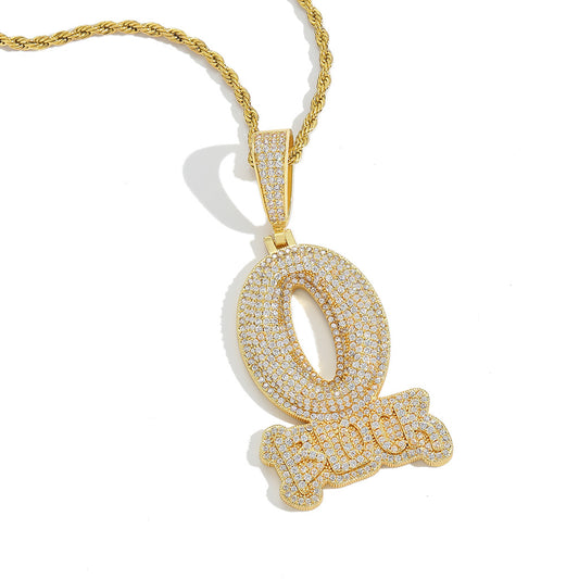 Hip Hop Letter Cubic Zirconia Pendant Necklace for Men and Women