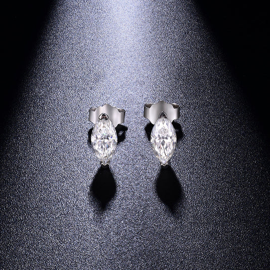 Marquise Moissanite Stud Earrings for Women, 4 x 8 mm, S925, 18K Gold-Plated alternate product image