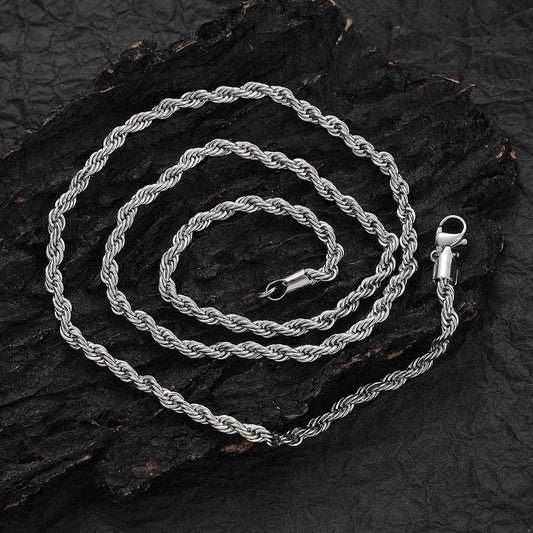 2-10 mm Polished Rope Chain Hip Hop Necklace with Stainless steel Base - CHA094 alternate product image