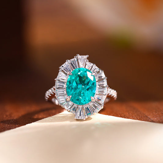 Paraiba-Style Teal Oval 925 Silver Necklace Ring Earrings Set alternate product image