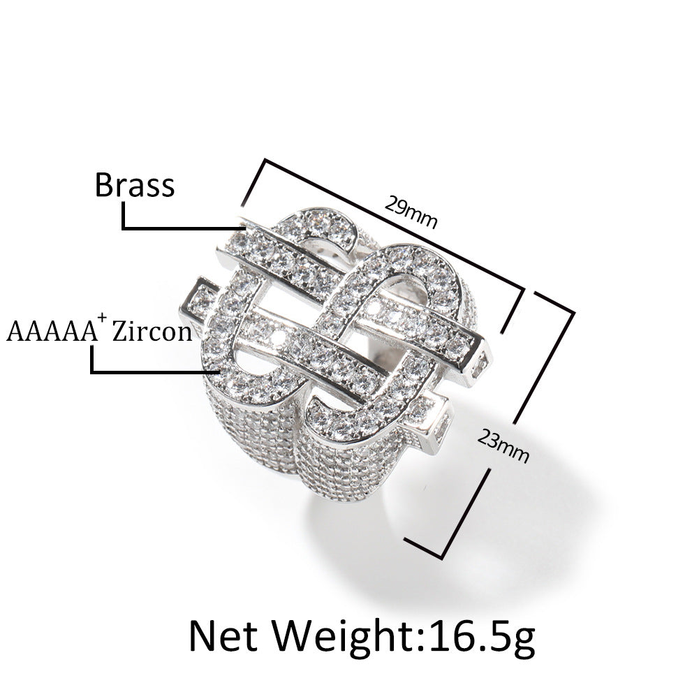 Unisex Iced Cubic Zirconia Statement Ring in Silver or Gold Color product image