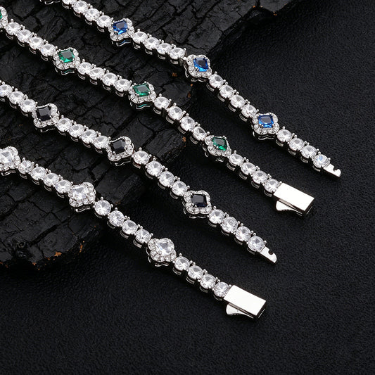 4 mm Colored CZ Halo Tennis Hip Hop Bracelet with Copper Base - CHA482 alternate product image