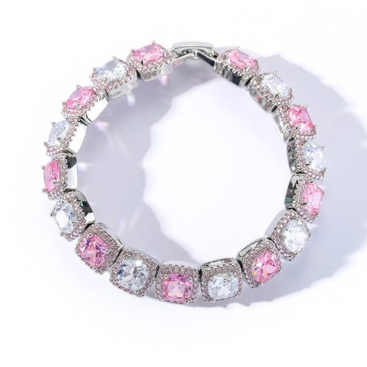 Hip Hop Light Luxury Iced Link Cubic Zirconia Bracelet for Men and Women